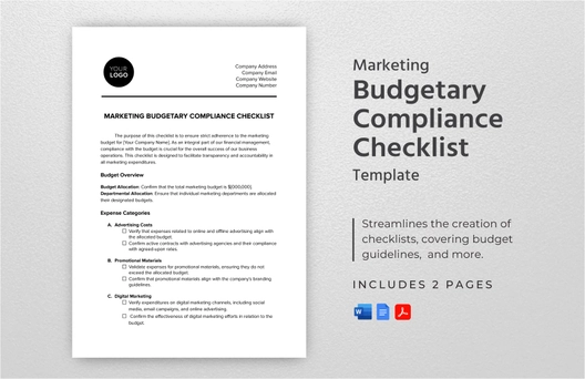 Marketing Budgetary Compliance Checklist Template