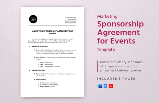 Marketing Sponsorship Agreement for Events Template