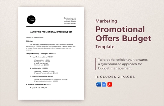 Marketing Promotional Offers Budget Template