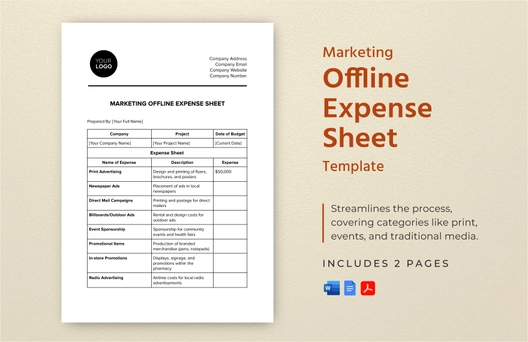 Marketing Offline Expense Sheet Template