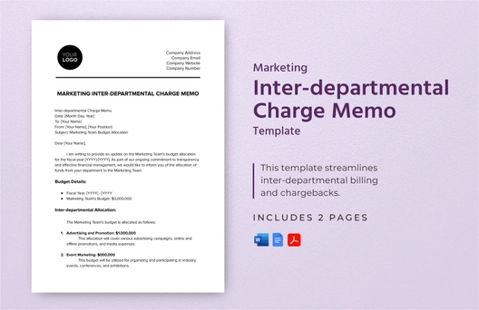 Marketing Inter-departmental Charge Memo Template