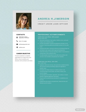 Credit Union Loan Officer Resume