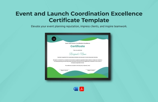 Event and Launch Coordination Excellence Certificate Template