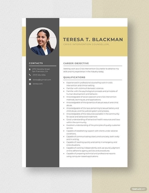 Crisis Intervention Counselor Resume