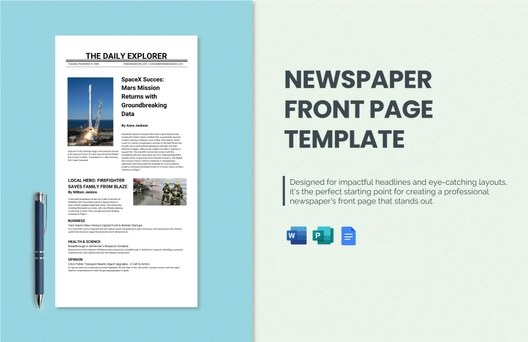 Newspaper Front Page Template Newspaper Front Page Template