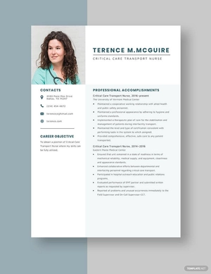 Critical Care Transport Nurse Resume