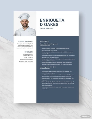 Cruise Ship Chef Resume