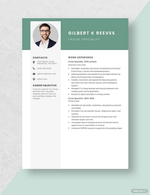 Cruise Specialist Resume