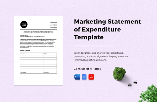 Marketing Statement of Expenditure Template