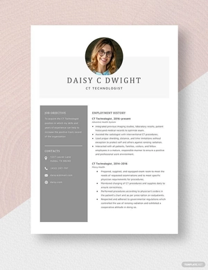 CT Technologist Resume