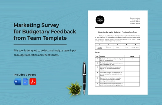 Marketing Survey for Budgetary Feedback from Team Template