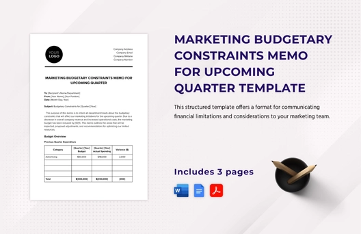Marketing Budgetary Constraints Memo for Upcoming Quarter Template