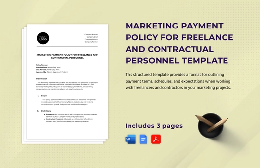 Marketing Payment Policy for Freelance and Contractual Personnel Template