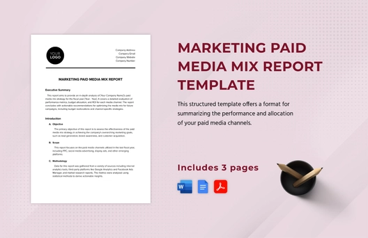 Marketing Paid Media Mix Report Template
