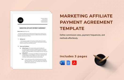 Marketing Affiliate Payment Agreement Template