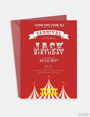 Circus Carnival Birthday Invitation Template