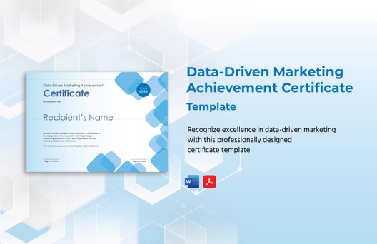 Data-Driven Marketing Achievement Certificate Template