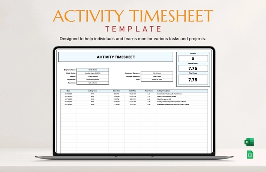 Activity Timesheet Template