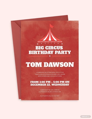 Watercolor Circus Birthday Invitation Template
