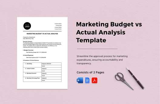 Marketing Budget vs Actual Analysis Template