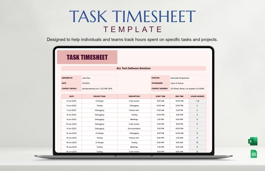 Task Timesheet Template
