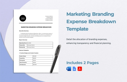 Marketing Branding Expense Breakdown Template