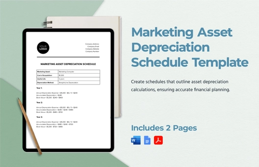 Marketing Asset Depreciation Schedule Template Marketing Asset Depreciation Schedule Template
