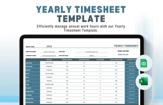Yearly Timesheet Template