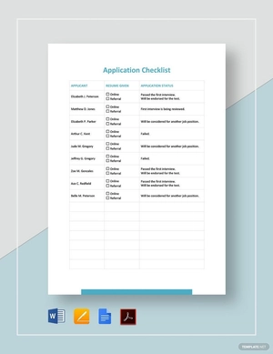 Application Checklist Template