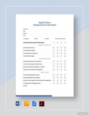 Application Deployment Checklist Template
