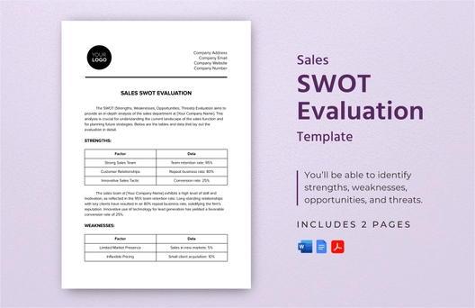 Sales SWOT Evaluation Template