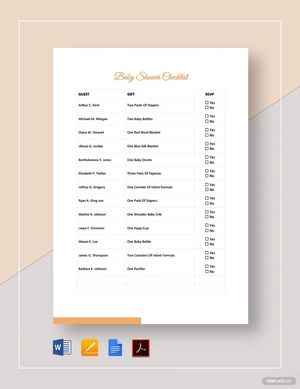 Baby Shower Checklist Template