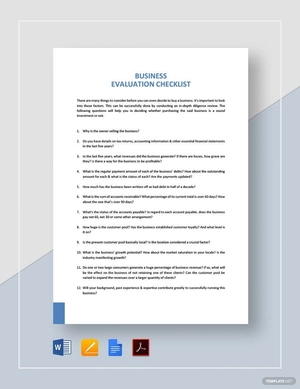 Business Evaluation Checklist Template