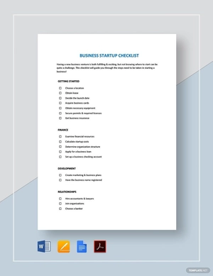 Business Startup Checklist Template