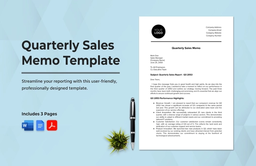 Quarterly Sales Memo Template