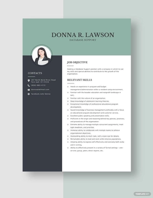 Database Support Resume