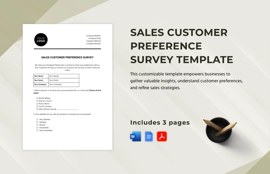 Sales Customer Preference Survey Template Sales Customer Preference Survey Template