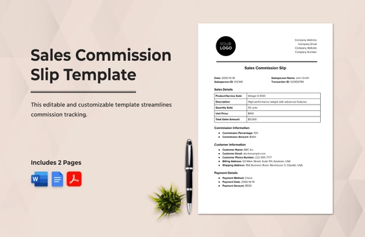 Sales Commission Slip Template