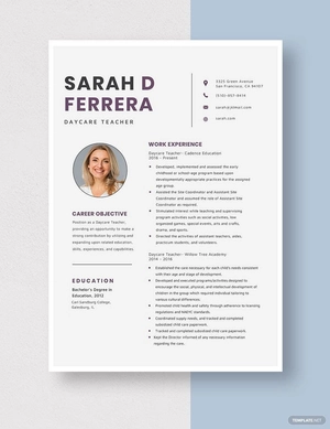 Day Care Teacher Resume