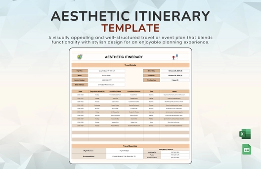 Aesthetic Itinerary Template