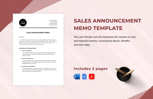 Sales Announcement Memo Template