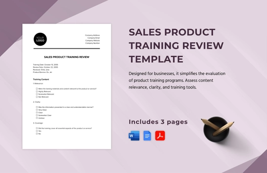 Sales Product Training Review Template