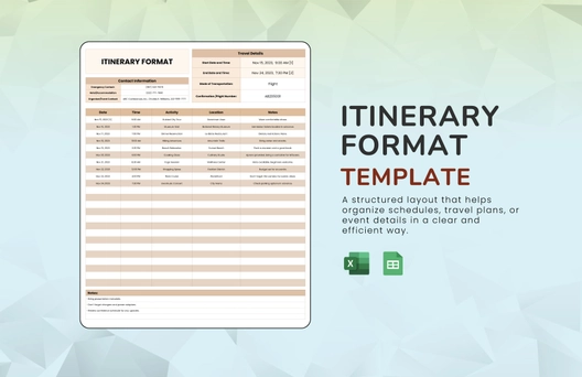 Itinerary Format Template Itinerary Format Template
