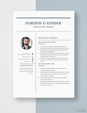 Derivative Trader Resume