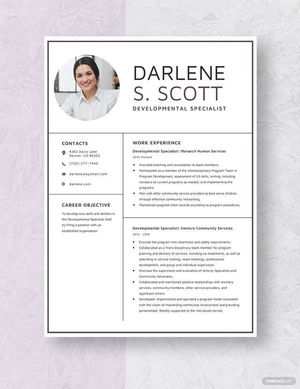 Developmental Specialist Resume