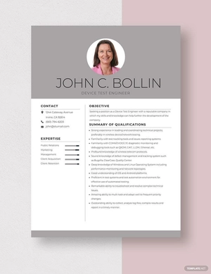 Device Test Engineer Resume