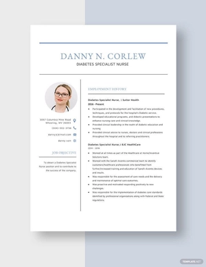 Diabetes Specialist Nurse Resume