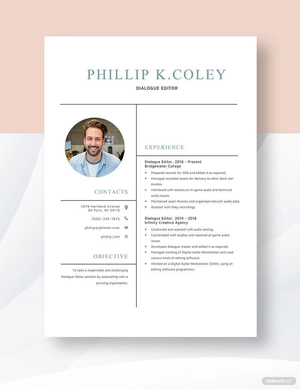 Dialogue Editor Resume