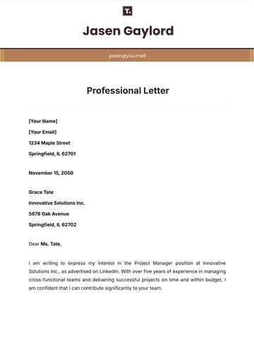 Free Professional Letter Template to Edit Online