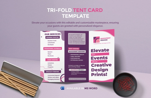 Tri-Fold Tent Card Template